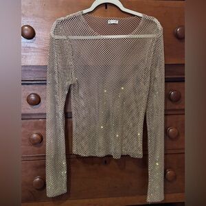 Free People Net style top with tiny rhinestones